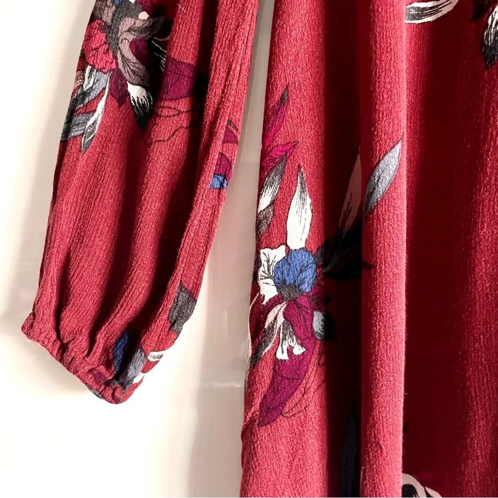 Free People Tree Swing Tunic Dress in Scarlet Combo Size XS EUC Oversize